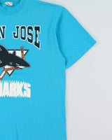 Vintage 1991 San Jose Sharks NHL Heavyweight Waves Single Stitch Made In Canada Crewneck T-Shirt - XL