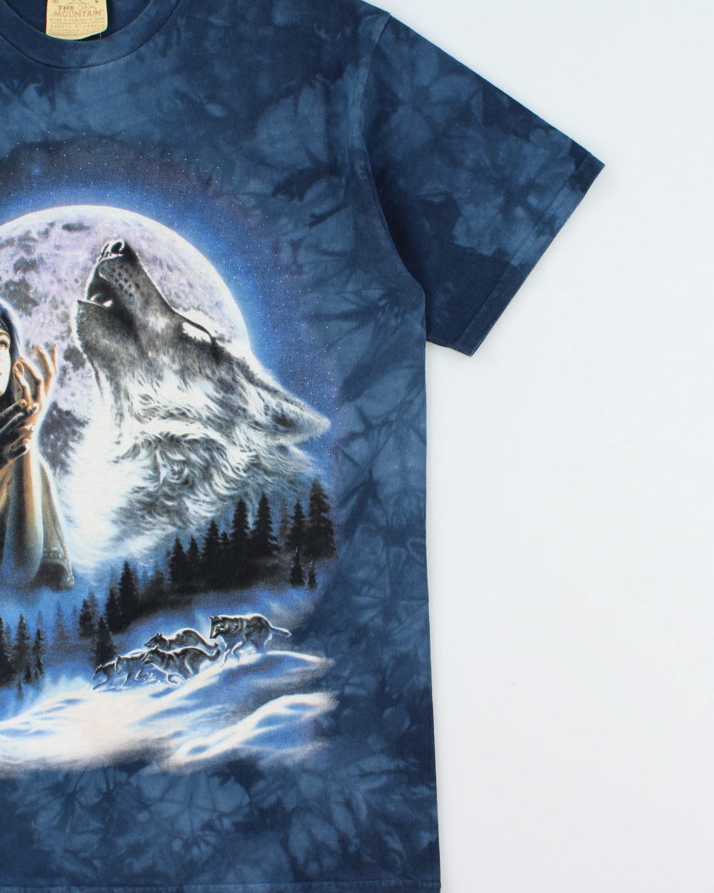 Vintage Y2K 00s The Mountain Tie-Dye Heavyweight Wolf Whisperer Made In USA Crewneck T-Shirt - L