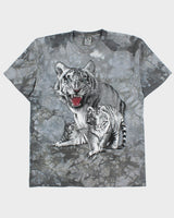 Vintage Y2K 00s Back To Earth Tie-Dye Heavyweight White Tiger Crewneck T-Shirt - XL