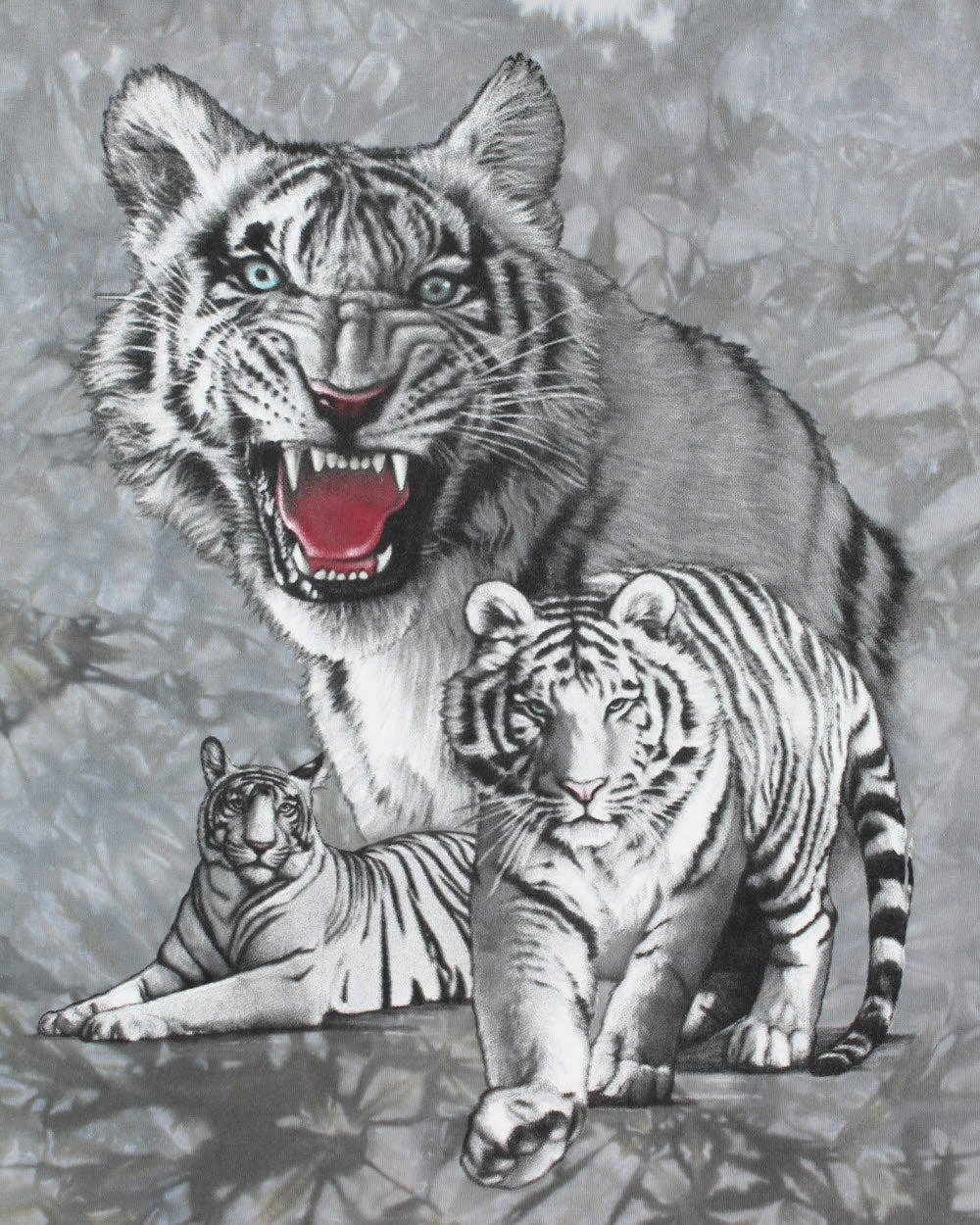 Vintage Y2K 00s Back To Earth Tie-Dye Heavyweight White Tiger Crewneck T-Shirt - XL