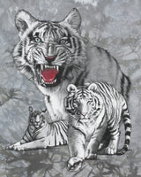Vintage Y2K 00s Back To Earth Tie-Dye Heavyweight White Tiger Crewneck T-Shirt - XL