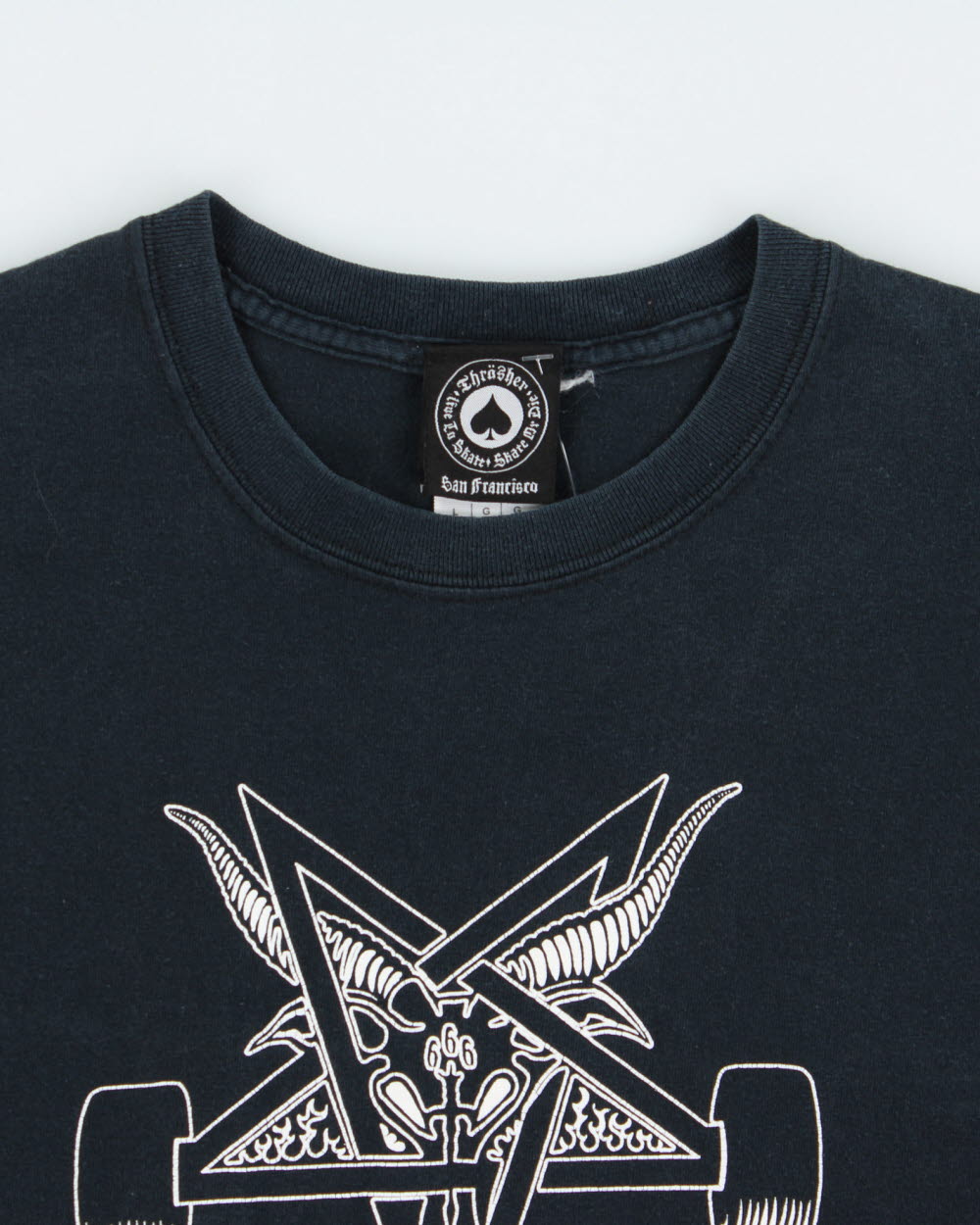Vintage Y2K 00s Thrasher Heavyweight Skategoat 666 Distressed Crewneck T-Shirt - L