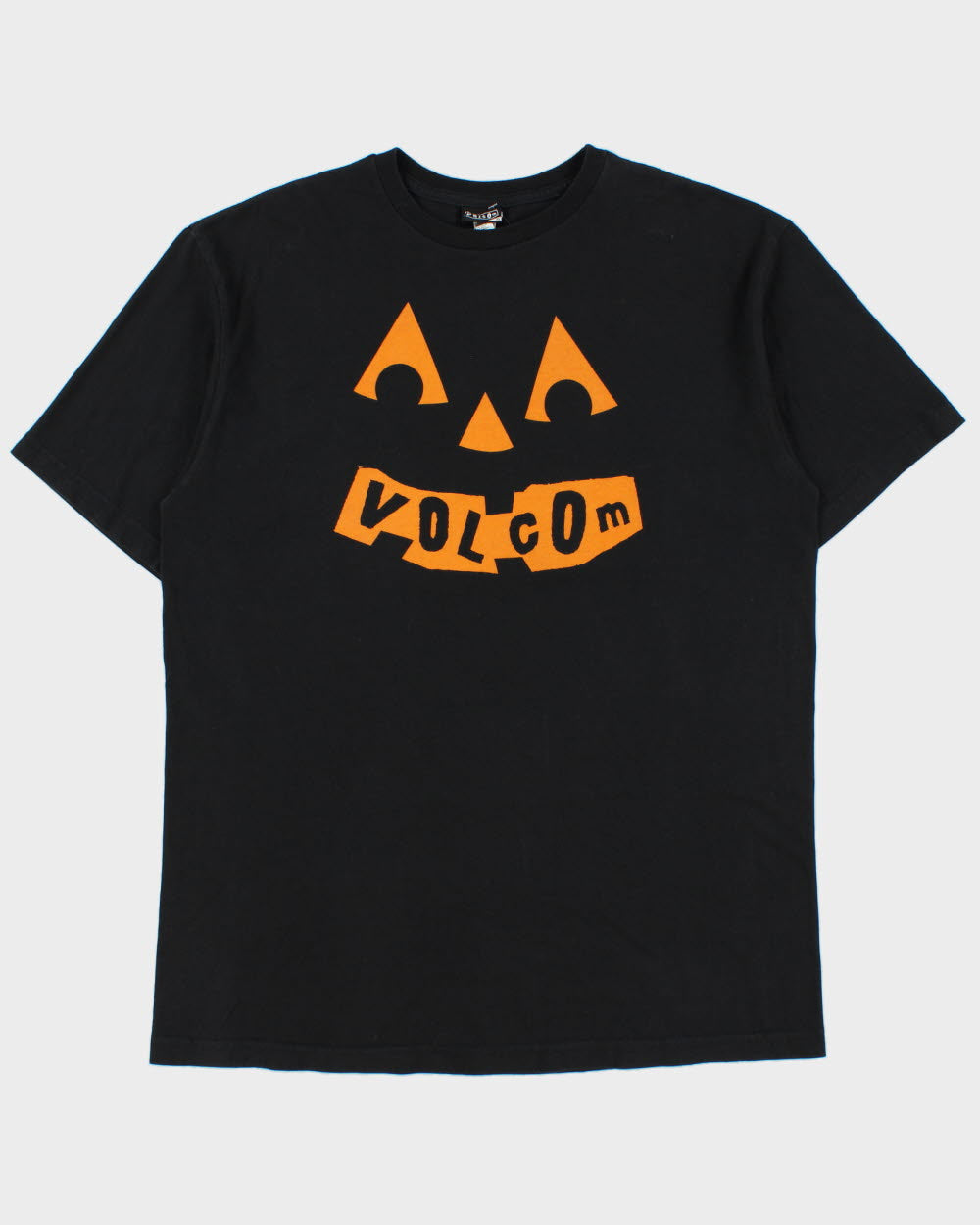 Vintage Volcom Heavyweight Pumpkin Spell Out Crewneck T-Shirt - XL