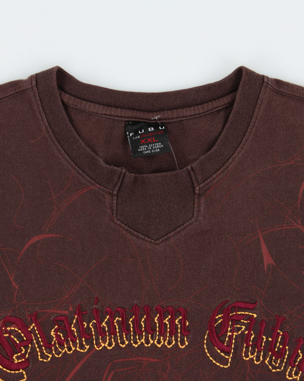 Vintage Y2K 00s Fubu Platinum Heavyweight Embroidered Crewneck T-Shirt - XXL
