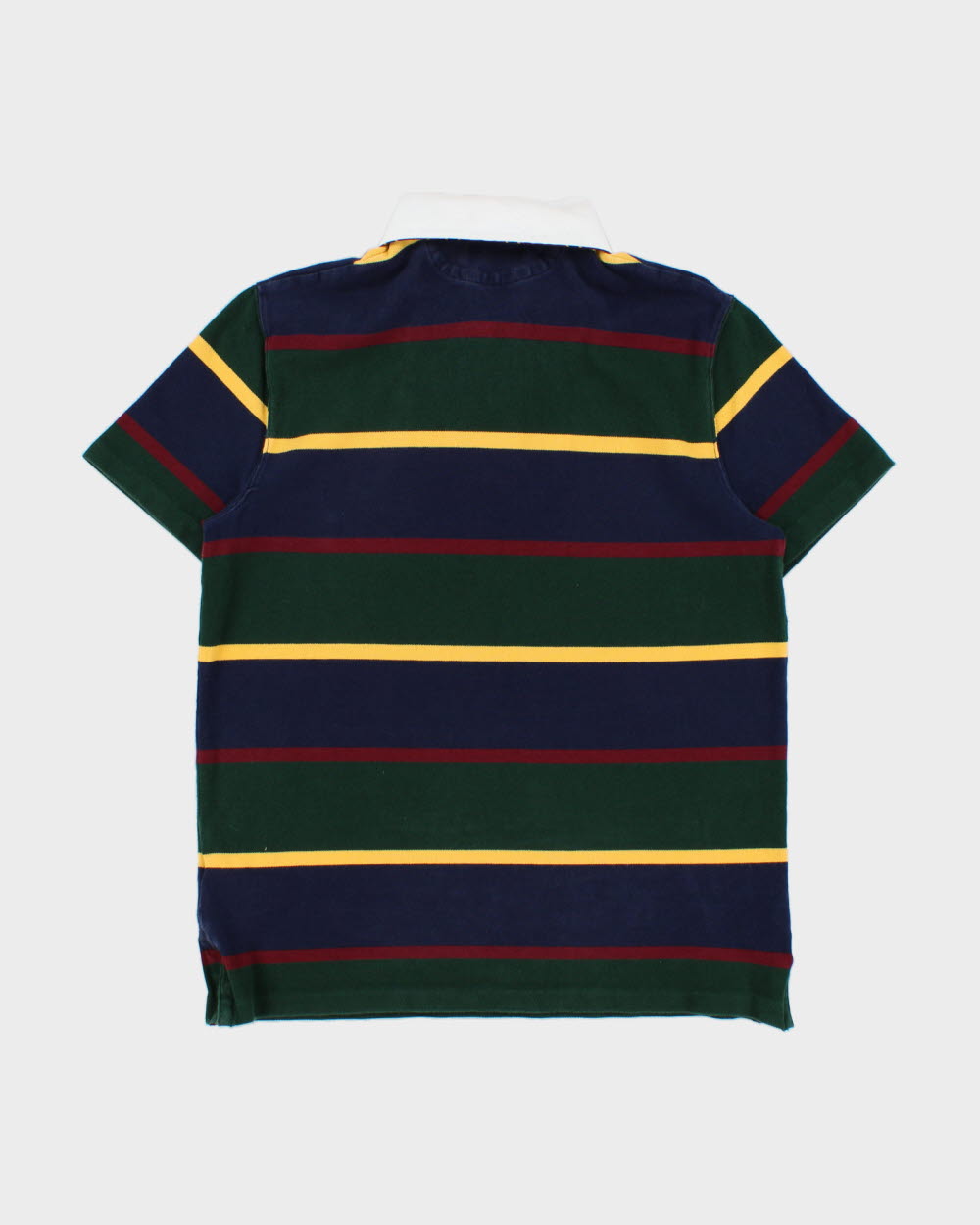 Vintage Polo Ralph Lauren Rugby Bear Striped Custom Slim Fit Short Sleeve Polo Shirt - M