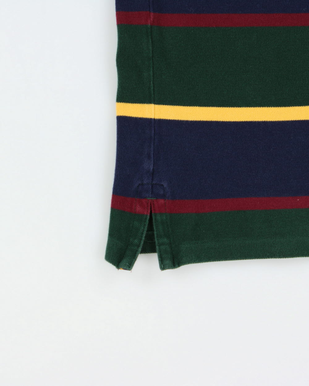 Vintage Polo Ralph Lauren Rugby Bear Striped Custom Slim Fit Short Sleeve Polo Shirt - M