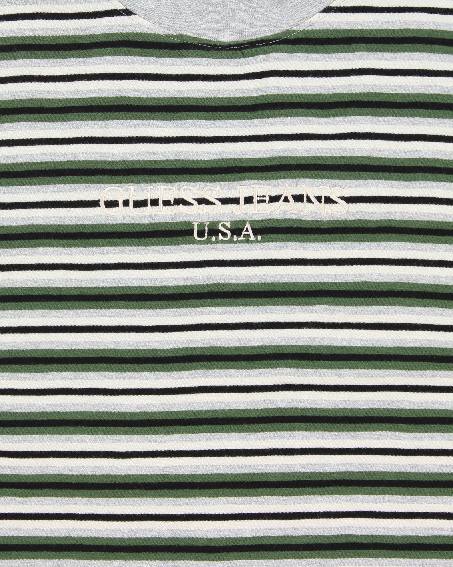 Guess Jeans USA Heavyweight Embroidered Striped Crewneck T-Shirt - S