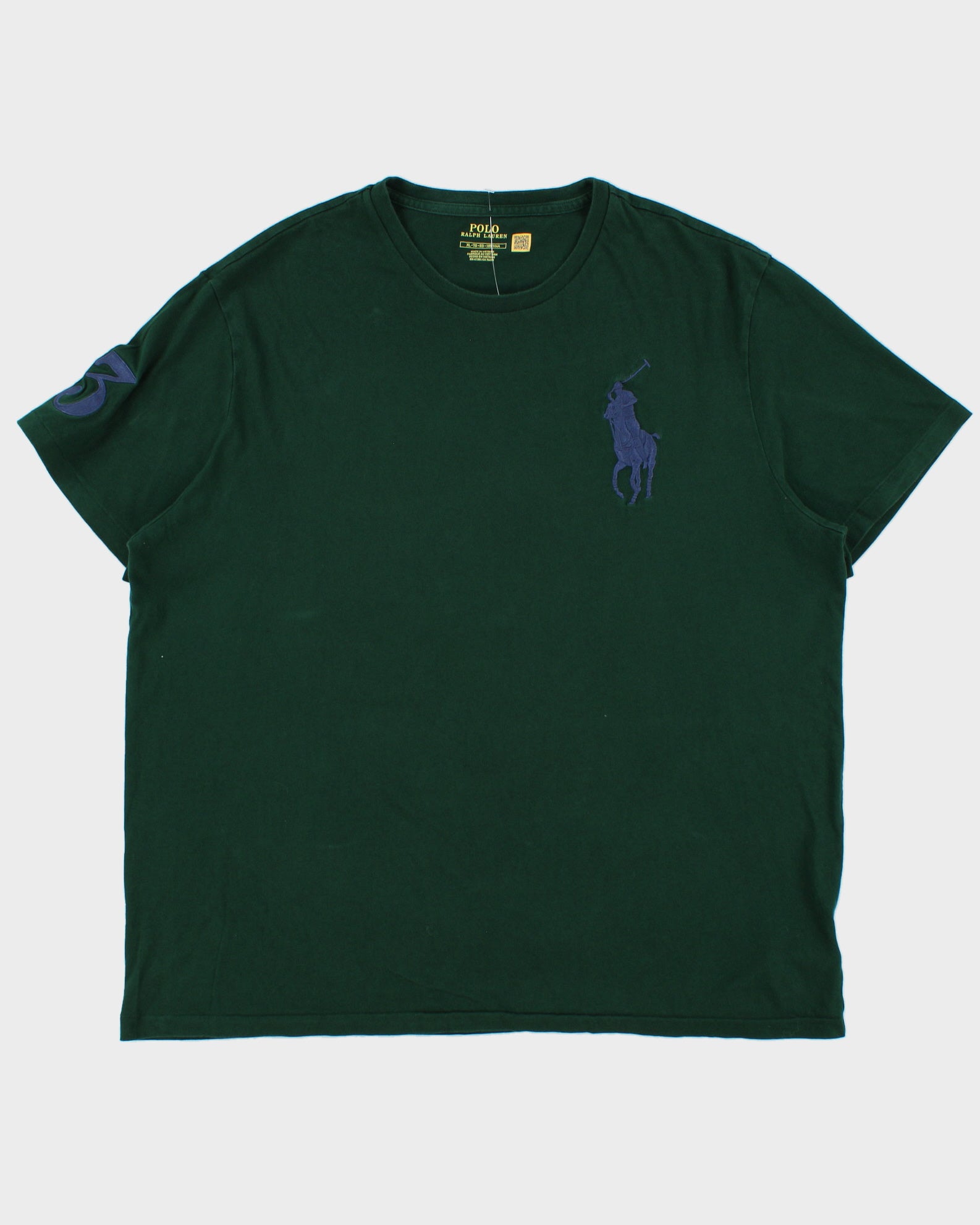 Vintage Polo Ralph Lauren Forest Green Heavyweight Big Pony Single Stitch Crewneck T-Shirt - L