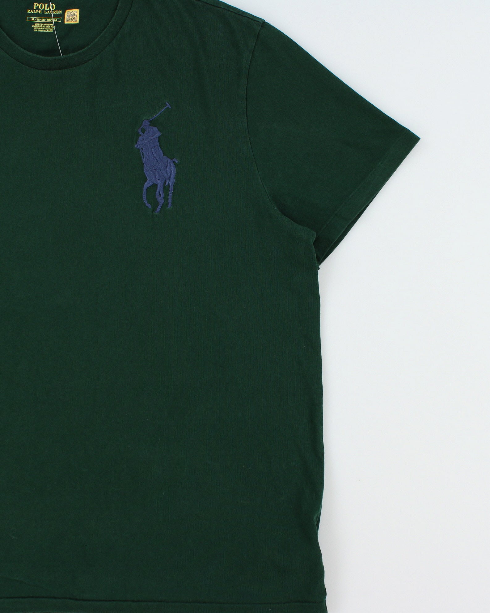 Vintage Polo Ralph Lauren Forest Green Heavyweight Big Pony Single Stitch Crewneck T-Shirt - L