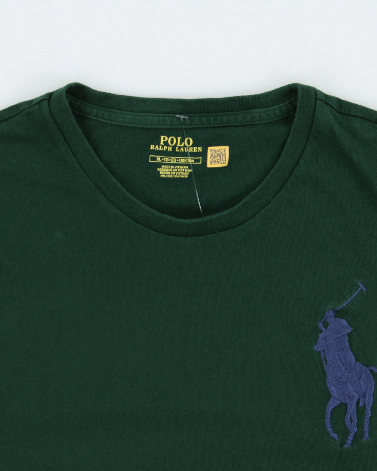 Vintage Polo Ralph Lauren Forest Green Heavyweight Big Pony Single Stitch Crewneck T-Shirt - L