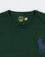 Vintage Polo Ralph Lauren Forest Green Heavyweight Big Pony Single Stitch Crewneck T-Shirt - L