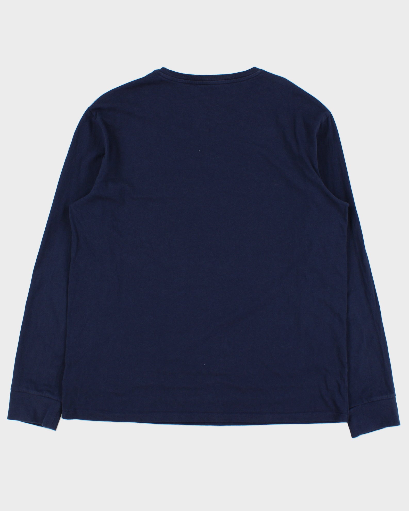 Vintage Polo Ralph Lauren Navy Crest Single Stitch Custom Slim Fit Long Sleeve Crewneck T-Shirt - L