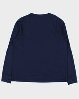 Vintage Polo Ralph Lauren Navy Crest Single Stitch Custom Slim Fit Long Sleeve Crewneck T-Shirt - L