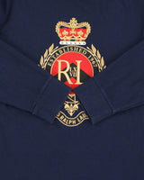 Vintage Polo Ralph Lauren Navy Crest Single Stitch Custom Slim Fit Long Sleeve Crewneck T-Shirt - L