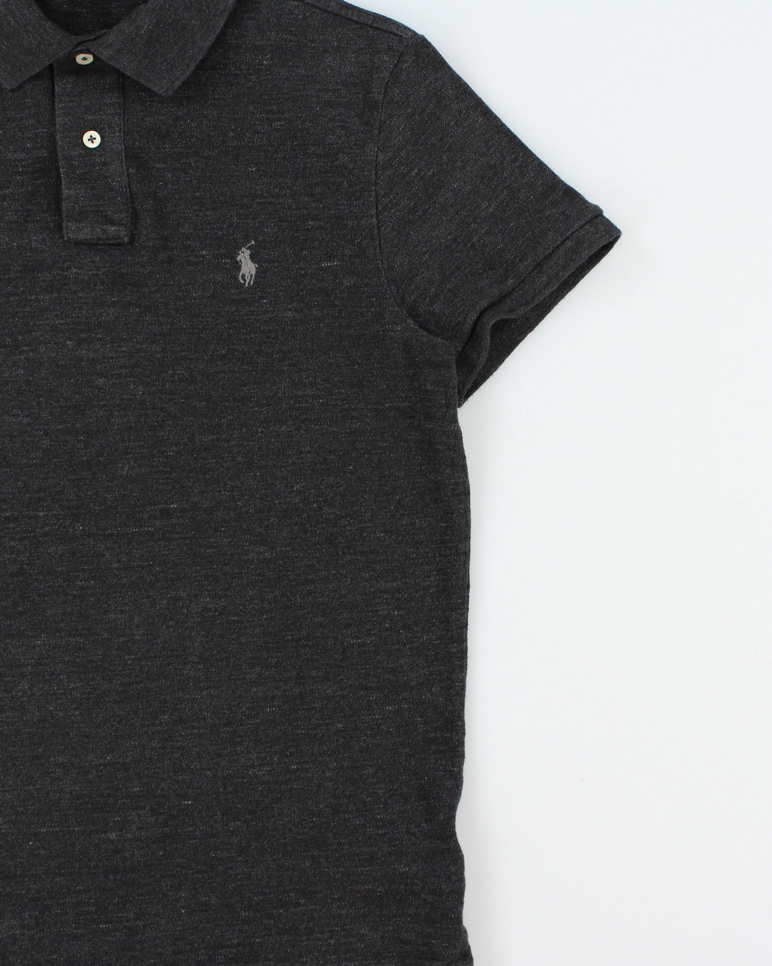 Vintage Polo Ralph Lauren Grey Marl Custom Slim Fit Short Sleeve Polo Shirt - M