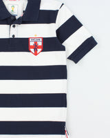 Vintage England 2010 Fifa World Cup Brasil Striped Short Sleeve Football Polo Shirt - M