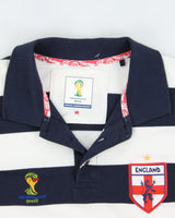 Vintage England 2010 Fifa World Cup Brasil Striped Short Sleeve Football Polo Shirt - M