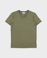 Vintage Lacoste Khaki Pima Cotton Regular Fit V-Neck T-Shirt - S