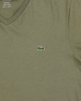 Vintage Lacoste Khaki Pima Cotton Regular Fit V-Neck T-Shirt - S
