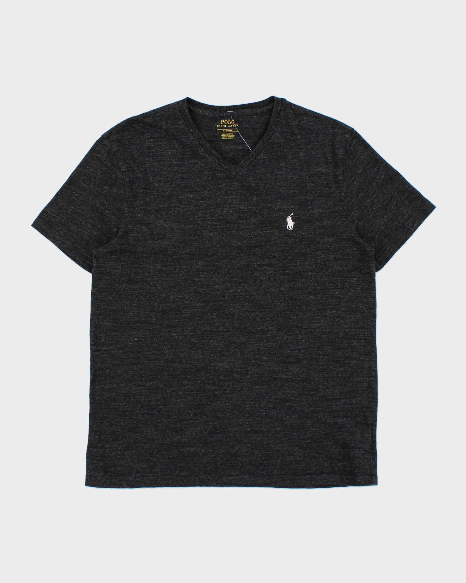 Vintage Polo Ralph Lauren Grey Marl V-Neck T-Shirt - M
