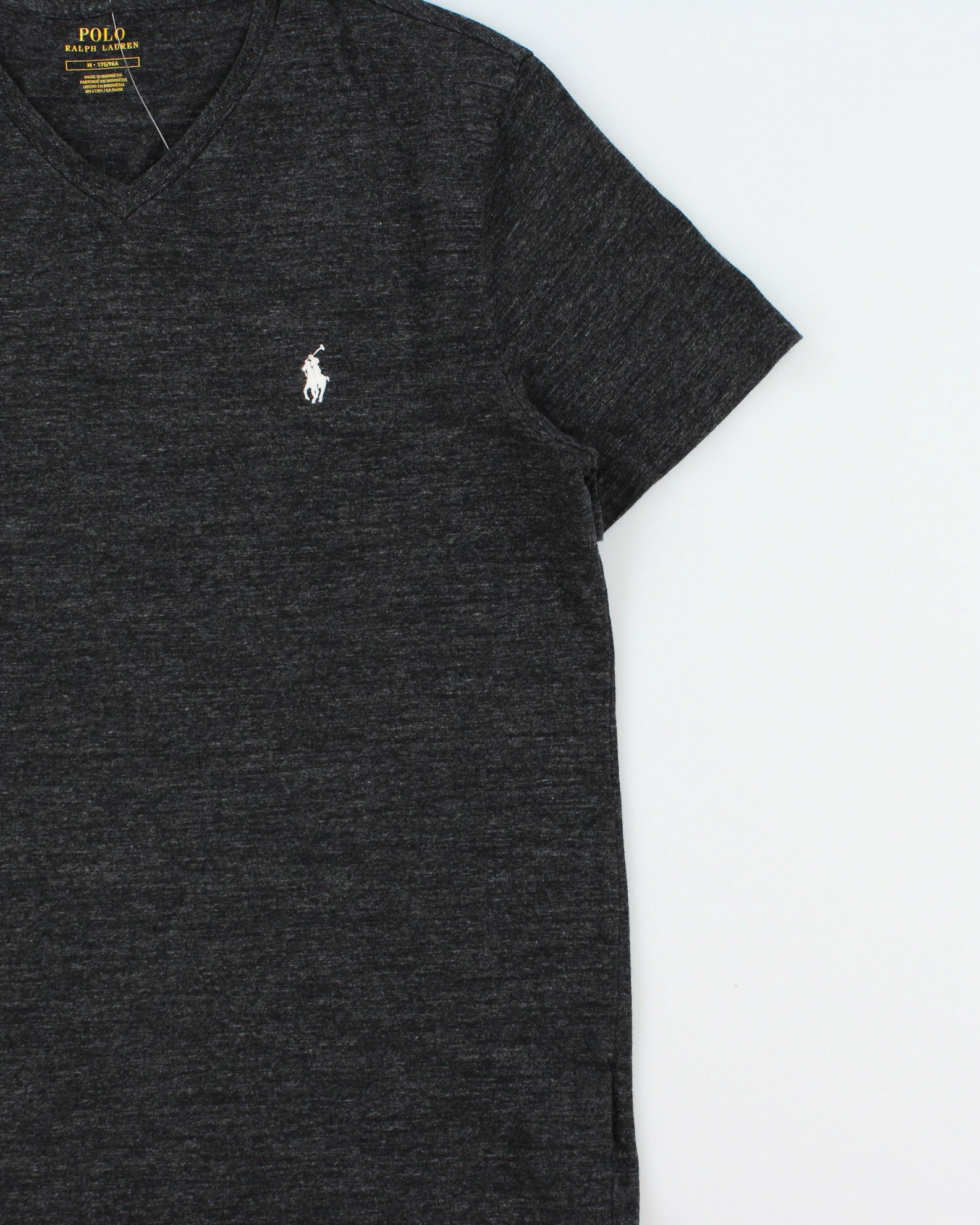 Vintage Polo Ralph Lauren Grey Marl V-Neck T-Shirt - M