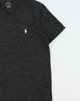 Vintage Polo Ralph Lauren Grey Marl V-Neck T-Shirt - M