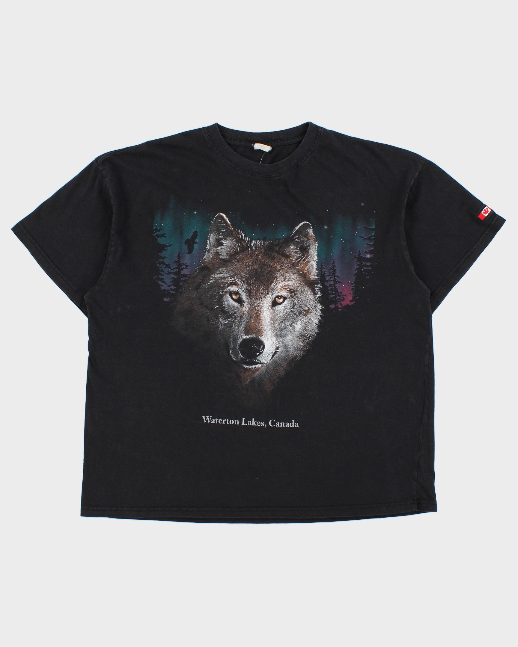 Vintage 1990s Waterton Lakes Canada Heavyweight Wolf Crewneck T-Shirt - XL