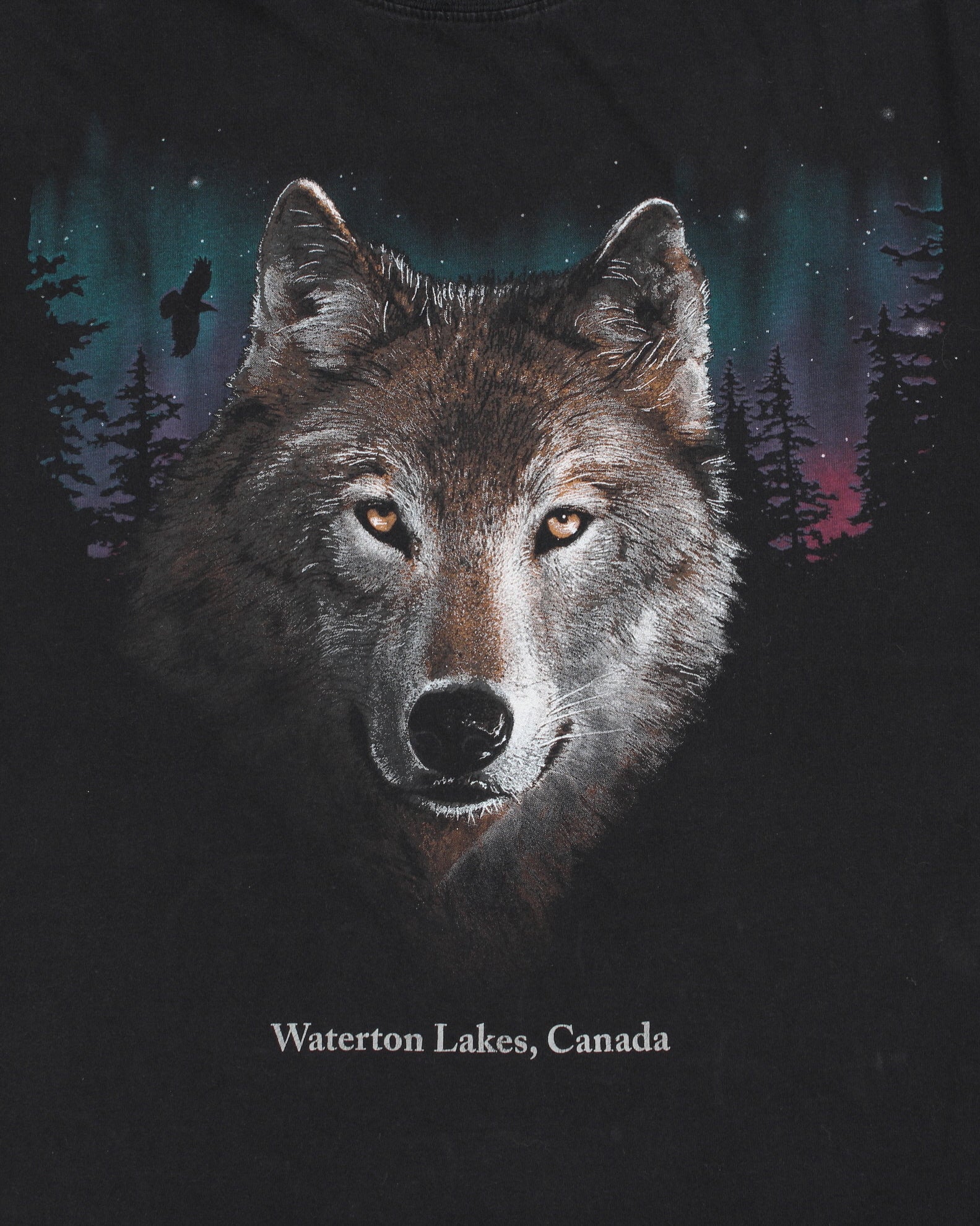 Vintage 1990s Waterton Lakes Canada Heavyweight Wolf Crewneck T-Shirt - XL