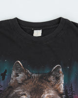 Vintage 1990s Waterton Lakes Canada Heavyweight Wolf Crewneck T-Shirt - XL