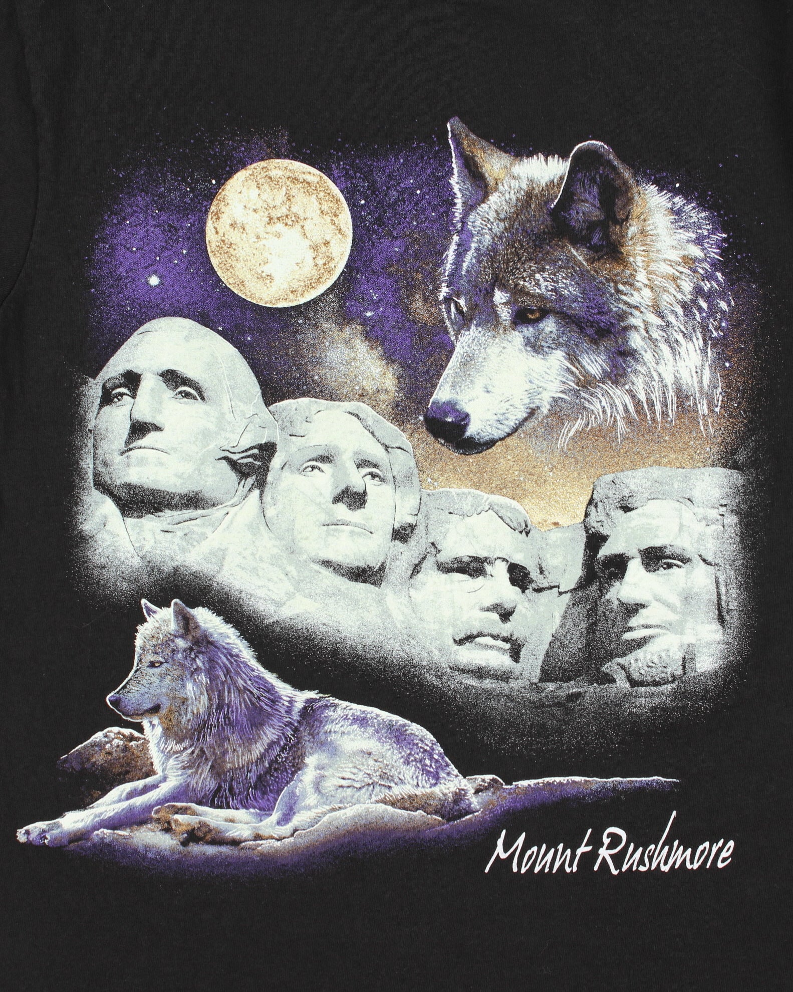Vintage Y2K 00s Mount Rushmore Graphic Delta Pro Weight Crewneck T-Shirt - M