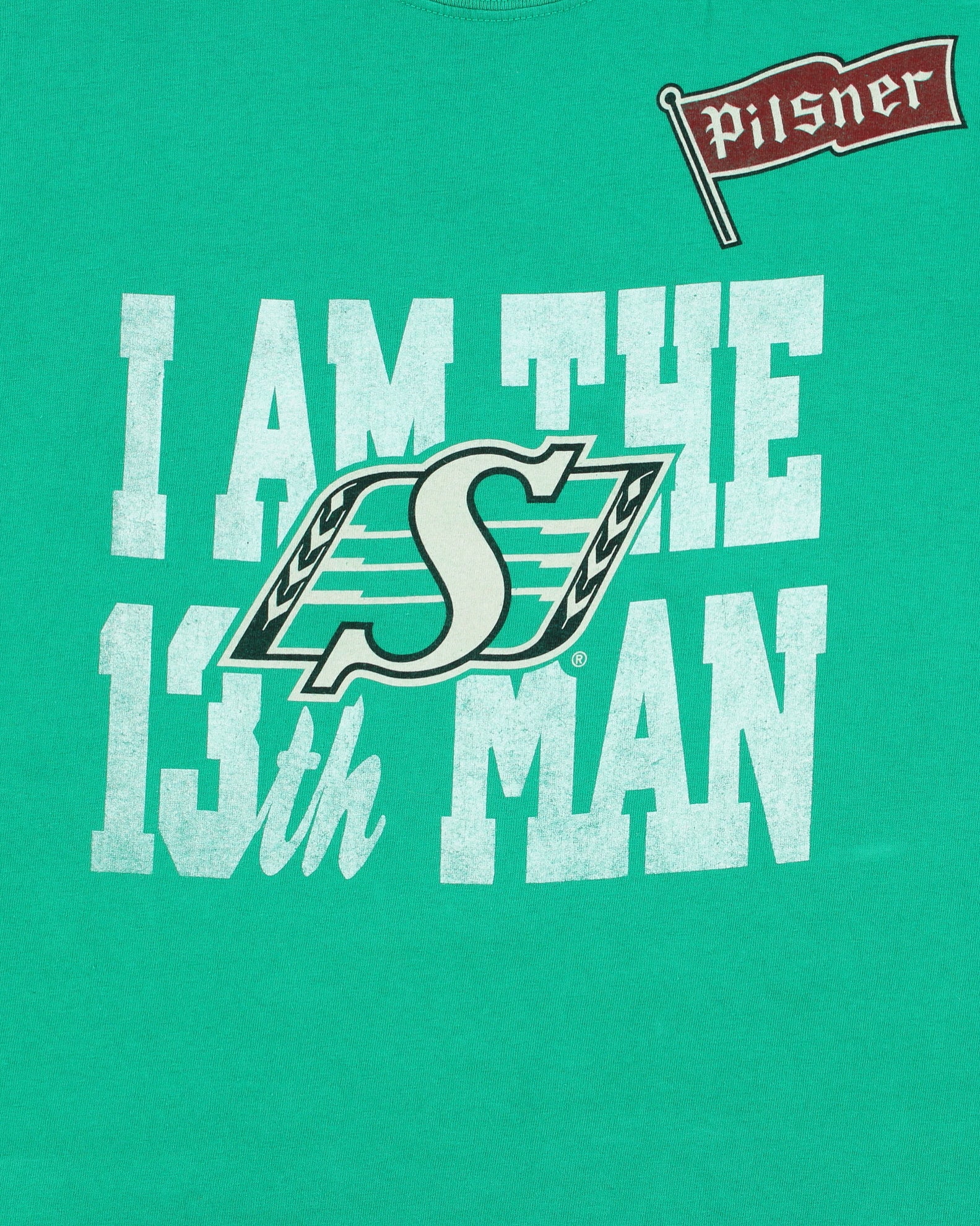 Vintage Y2K 00s Saskatchewan Rough Riders CFL Pilsner Heavyweight Gildan Crewneck T-Shirt - L