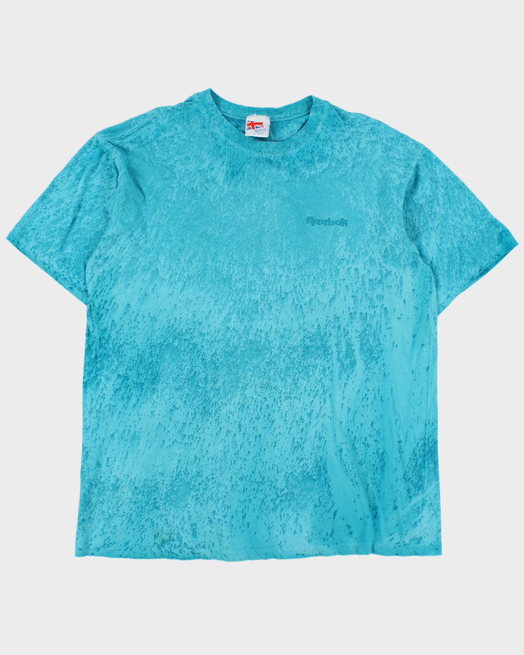 Vintage 1991 Reebok Aqua Tie-Dye Heavyweight Single Stitch Made In Canada Crewneck T-Shirt - L