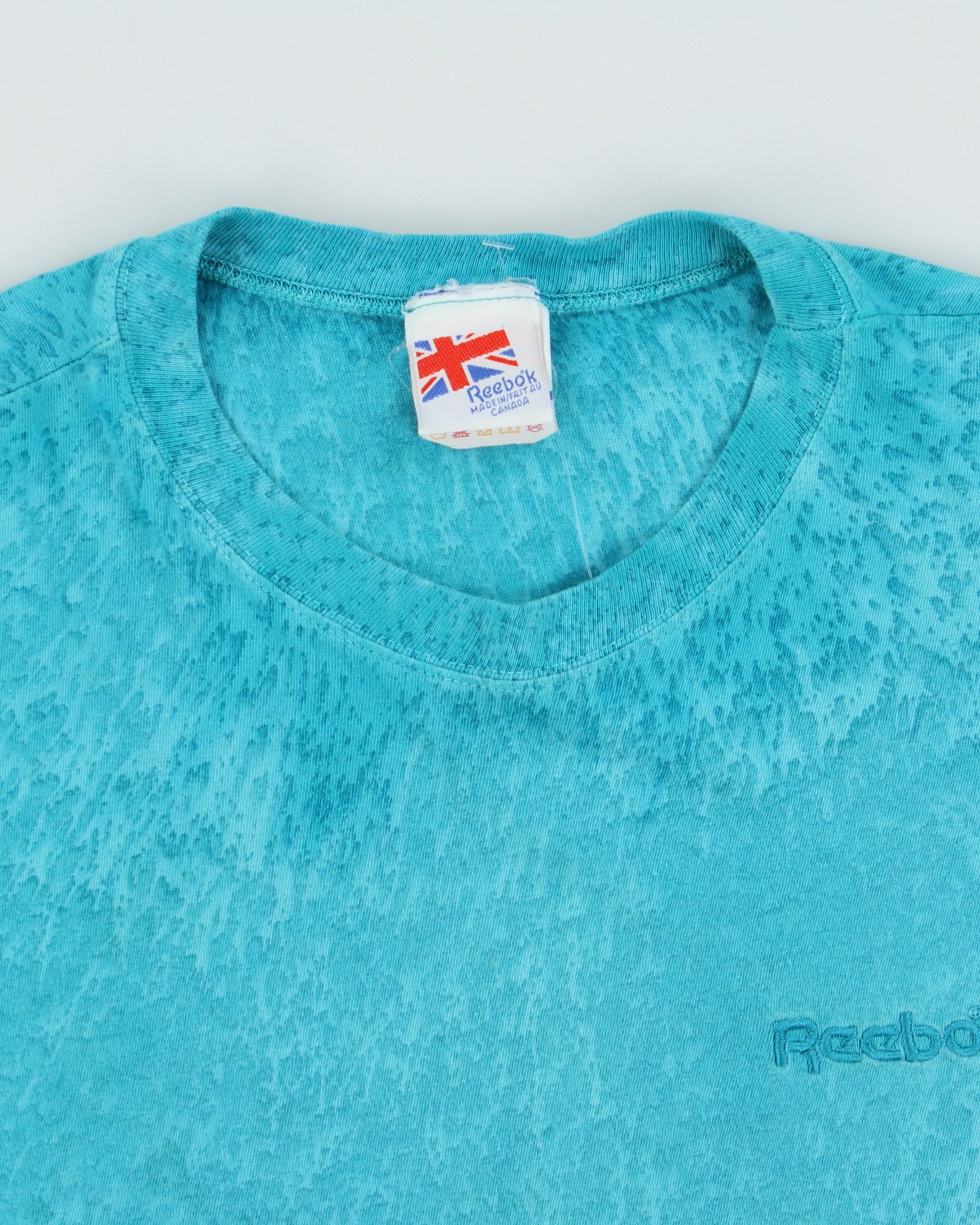 Vintage 1991 Reebok Aqua Tie-Dye Heavyweight Single Stitch Made In Canada Crewneck T-Shirt - L