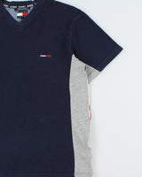 Vintage 2002 Y2K Tommy Jeans Heavyweight Tape V-Neck Waffle T-Shirt - S