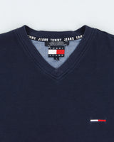 Vintage 2002 Y2K Tommy Jeans Heavyweight Tape V-Neck Waffle T-Shirt - S
