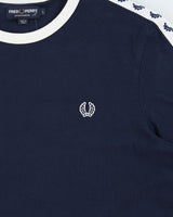 Vintage Fred Perry Navy Taped Classic Crewneck Ringer T-Shirt - L