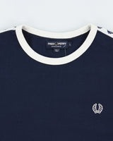 Vintage Fred Perry Navy Taped Classic Crewneck Ringer T-Shirt - L