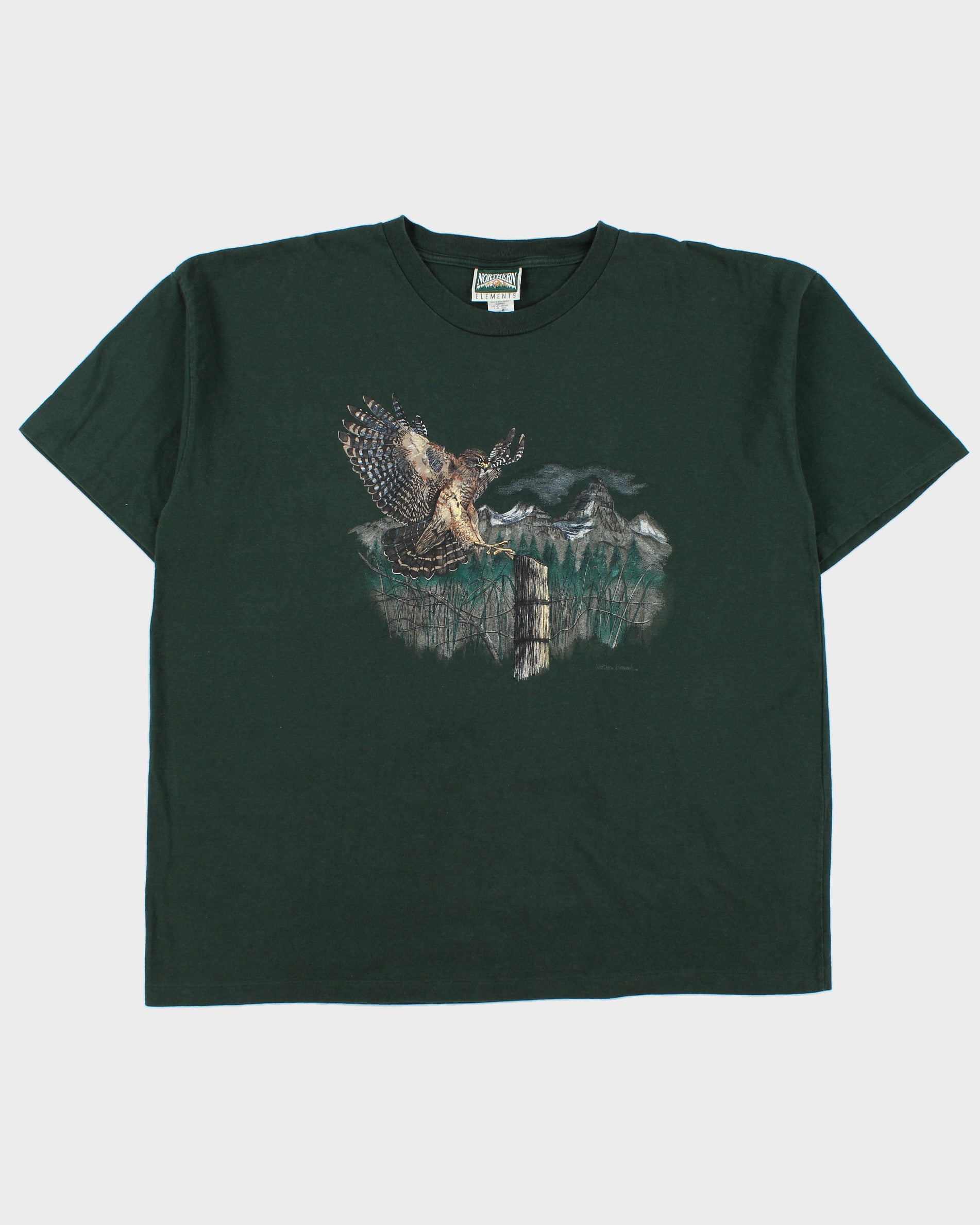 Vintage 1990s Northern Elements Heavyweight Eagle Single Stitch Made In Canada Crewneck T-Shirt - XXL