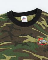 Vintage Y2K 00s Sarcee Fish &amp; Game Assoc. Woodland Camo Heavyweight AAA Crewneck T-Shirt - L