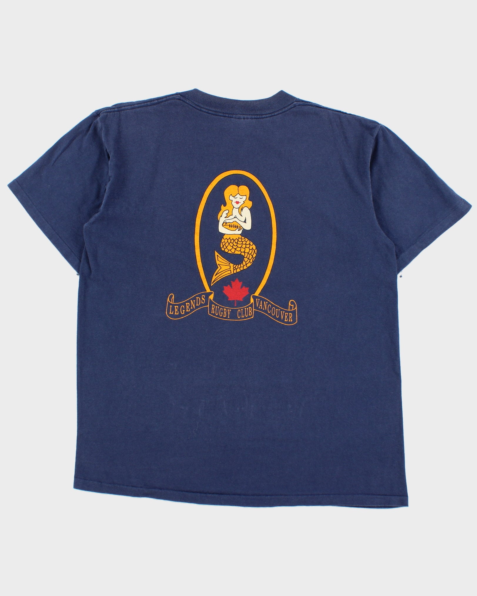 Vintage 1990s Legends Rugby Club Vancouver Navy Heavyweight Oneita Power Made In USA Single Stitch Crewneck T-Shirt - XL