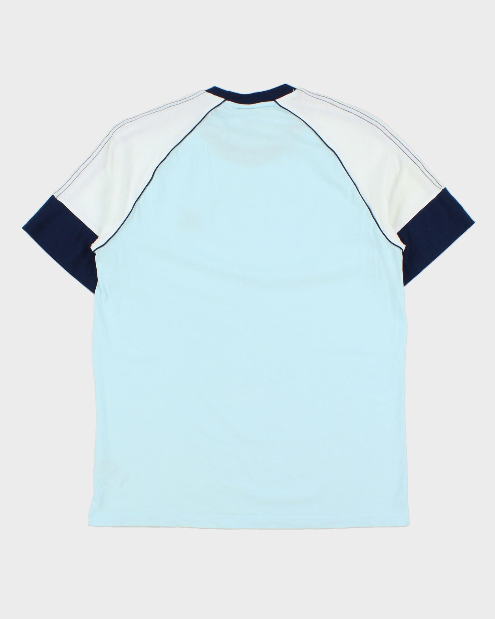 Adidas Originals Baby Blue Embroidered Classic 3-Stripe Crewneck T-Shirt - M