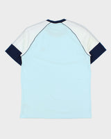 Adidas Originals Baby Blue Embroidered Classic 3-Stripe Crewneck T-Shirt - M