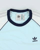 Adidas Originals Baby Blue Embroidered Classic 3-Stripe Crewneck T-Shirt - M