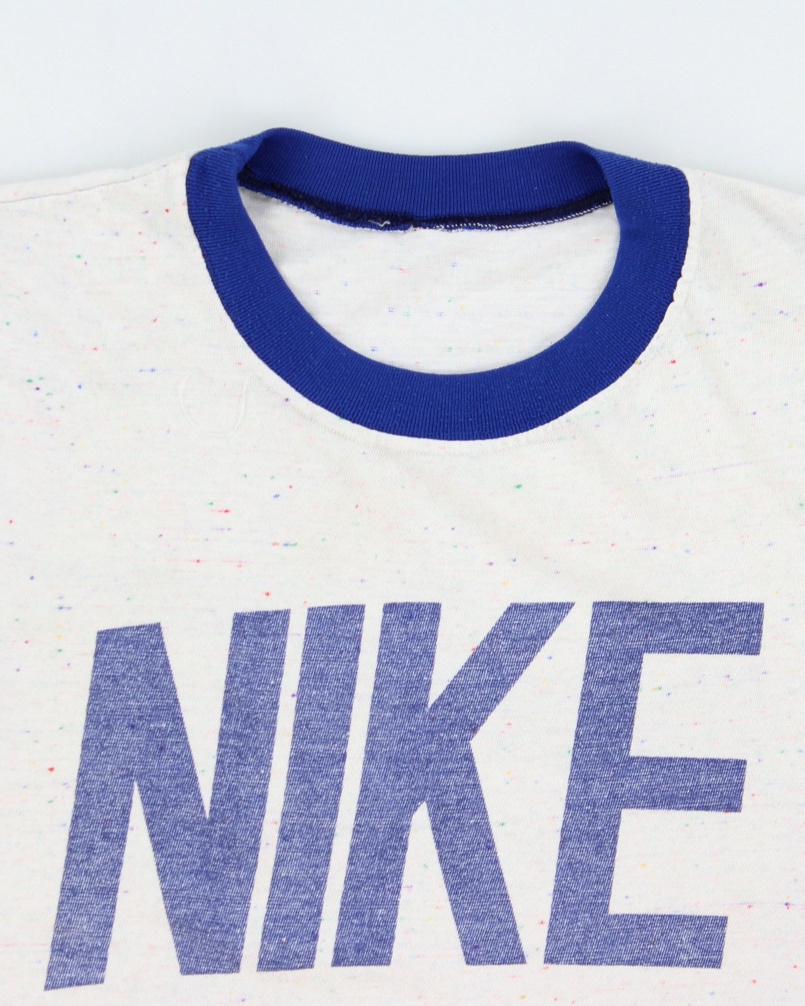 Vintage 1980s Nike Big Swoosh Speckled Single Stitch Made In USA Crewneck T-Shirt - L