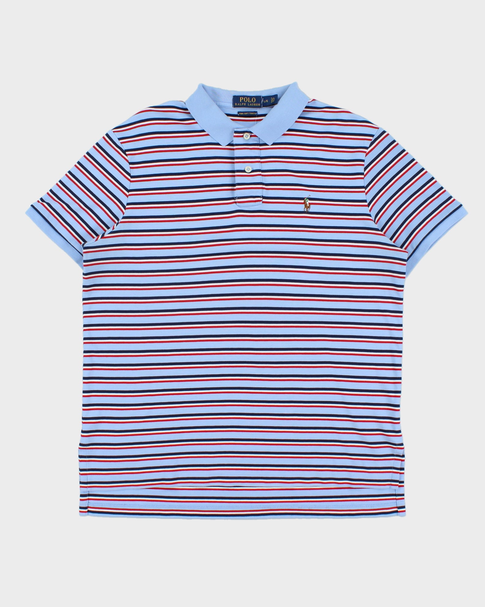 Vintage Polo Ralph Lauren Striped Pima Soft Touch Short Sleeve Polo Shirt - L