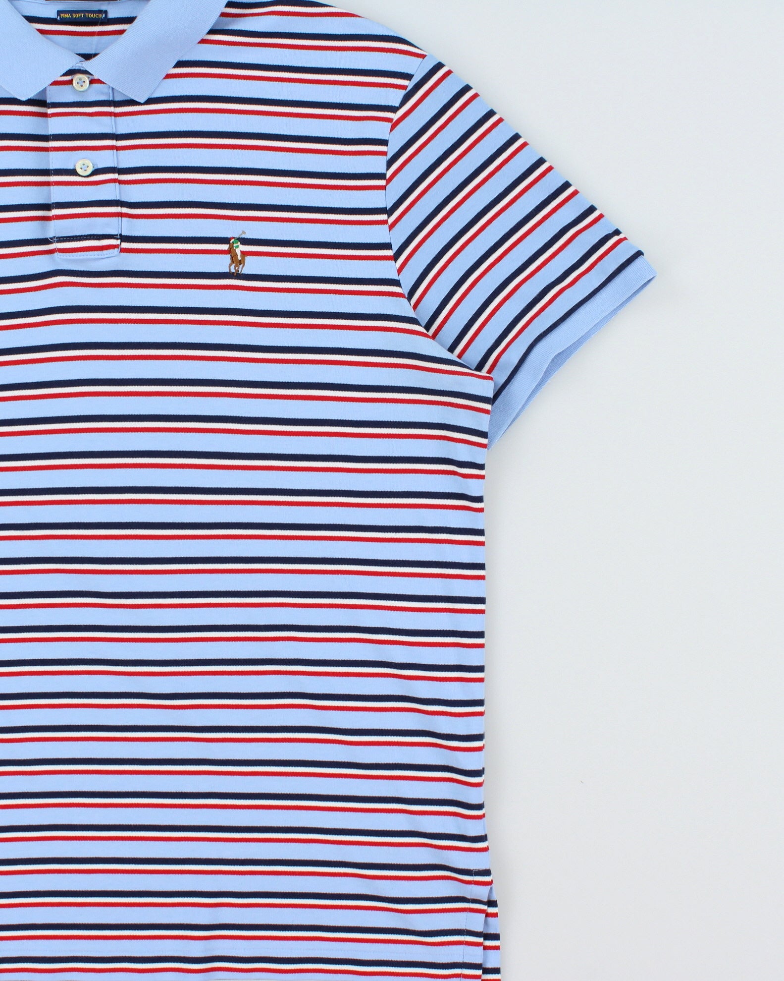 Vintage Polo Ralph Lauren Striped Pima Soft Touch Short Sleeve Polo Shirt - L