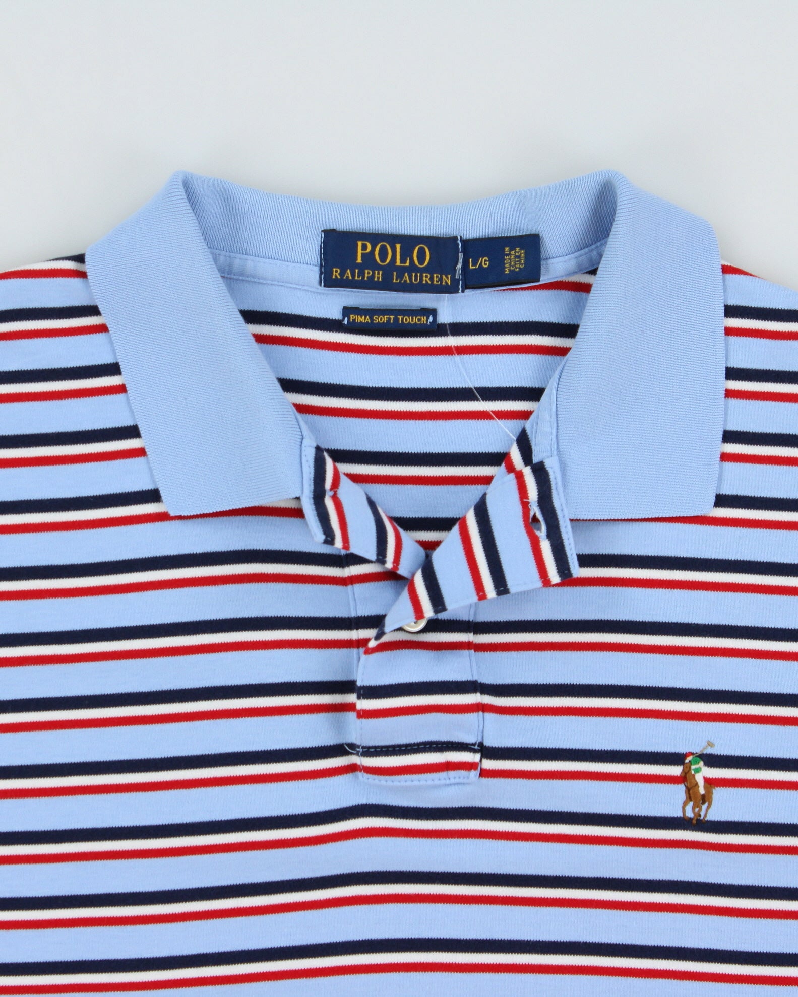 Vintage Polo Ralph Lauren Striped Pima Soft Touch Short Sleeve Polo Shirt - L