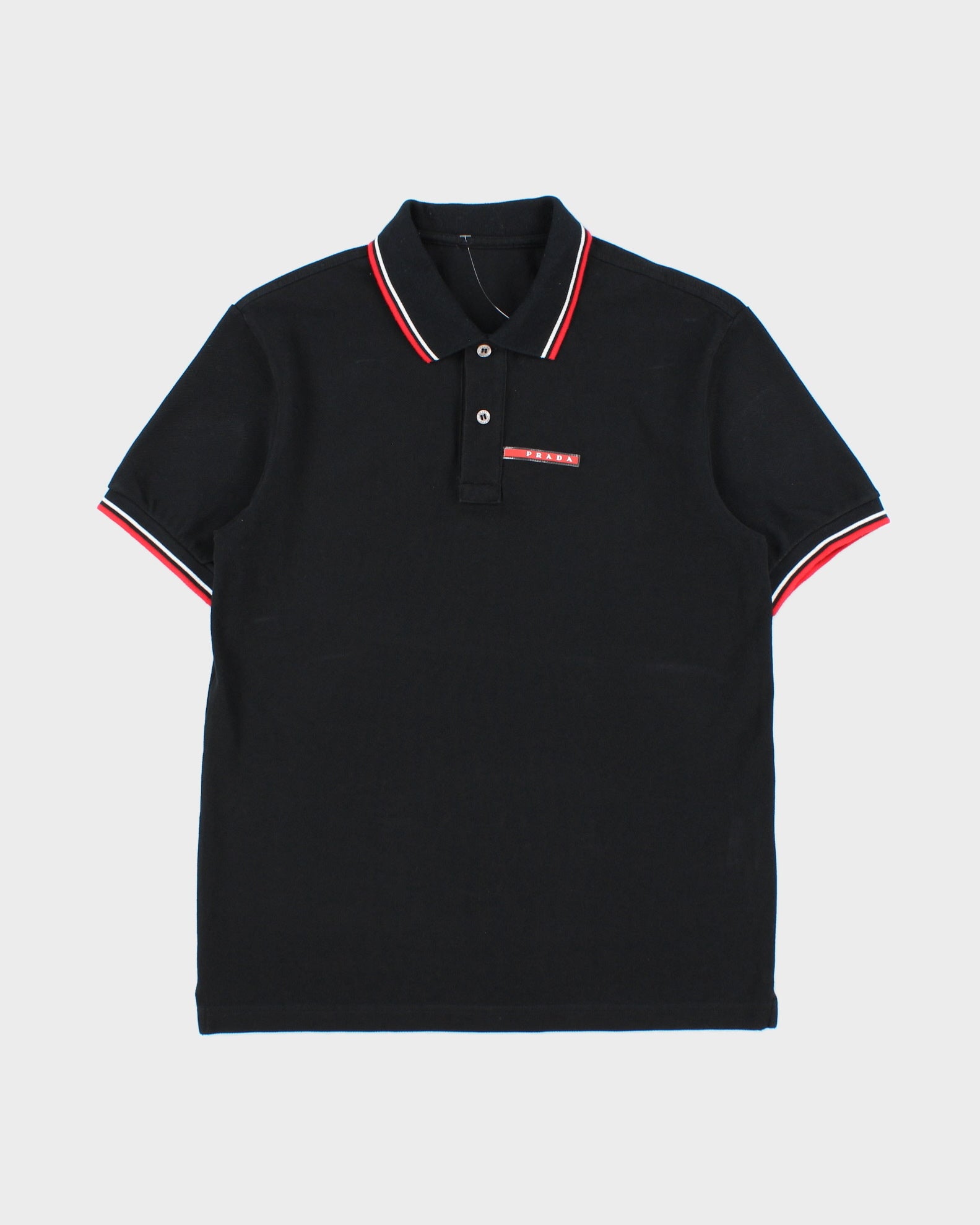 Prada Sport Piquet Ribbed Cuff Short Sleeve Polo Shirt - M