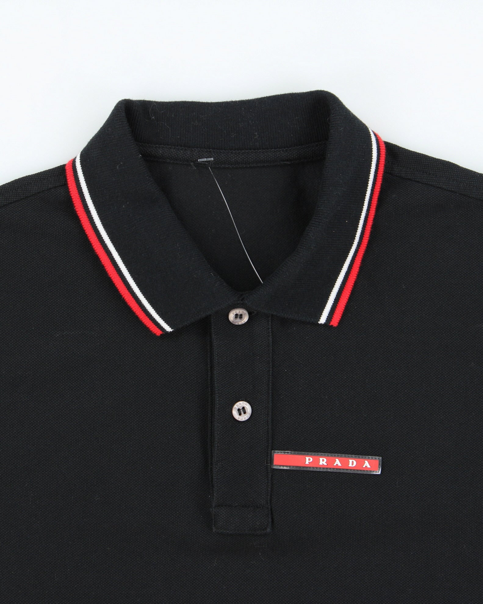 Prada Sport Piquet Ribbed Cuff Short Sleeve Polo Shirt - M