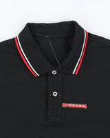 Prada Sport Piquet Ribbed Cuff Short Sleeve Polo Shirt - M